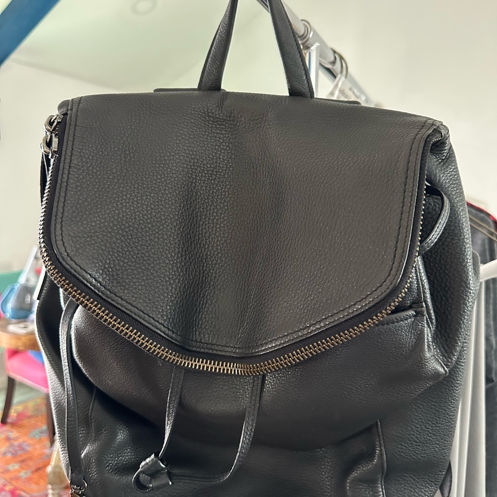 Tumi NOHO Mercer Black Leather Backpack with Gold Zipper